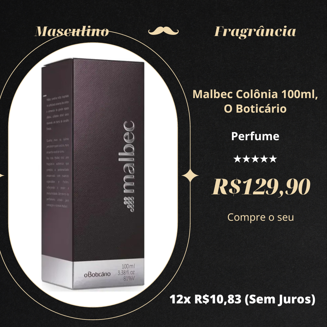 Malbec Colônia 100ml, O Boticário